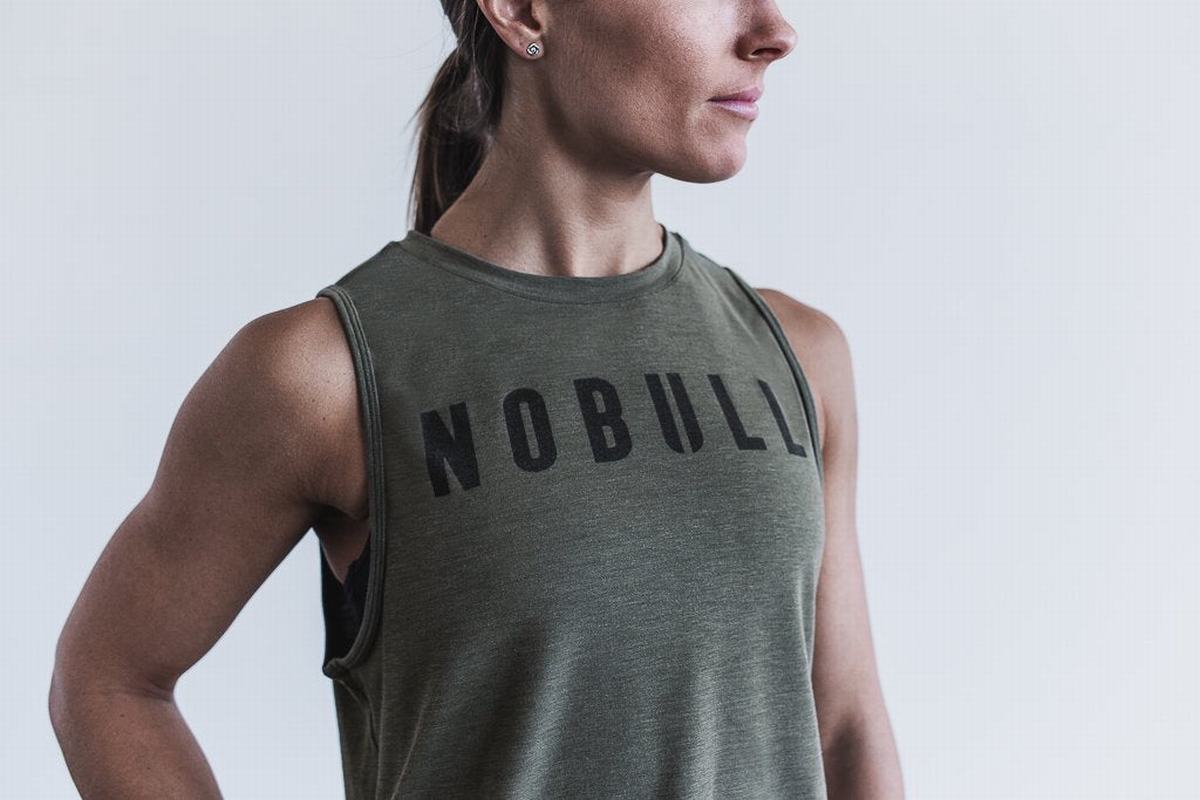 Nobull Muscle Women's Tank Tops Green | Australia (QI7598)